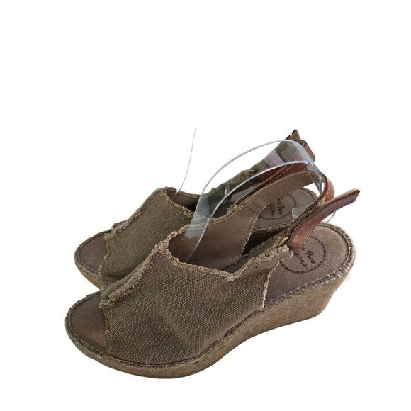 Toni Pons Origens Wedge Espardrille Sandals Beige Canvas Size 37/38 - Picture 3 of 10